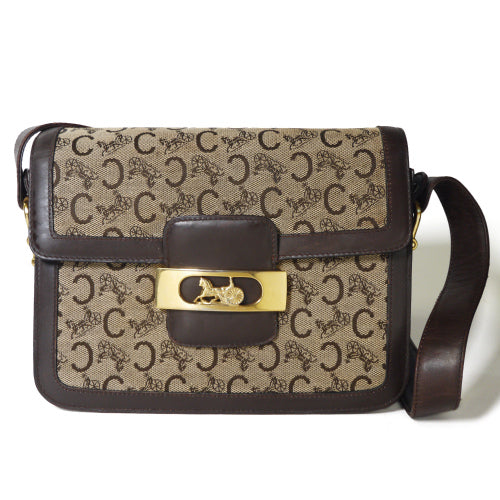 <訳あり >Old Celine　馬車柄ワンショルダー（茶）