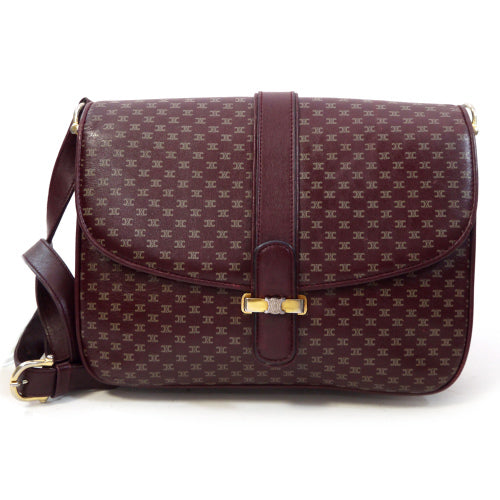 Old Celine　レトロ!マカダム柄斜めがけショルダー(ボルドー）