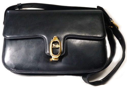 Old Celine 馬車金具ショルダー（黒総皮）