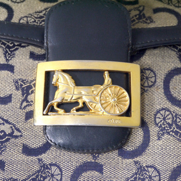 オールドセリーヌ 馬車柄ショルダーバッグ（ネイビー）