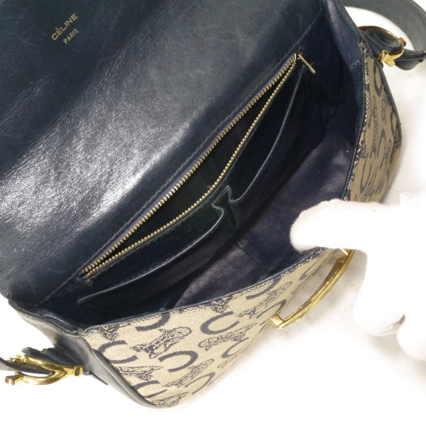 オールドセリーヌ 馬車柄ショルダーバッグ（ネイビー）