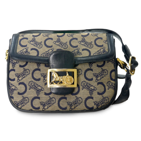 オールドセリーヌ 馬車柄ショルダーバッグ（ネイビー）