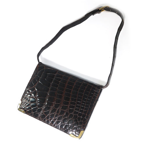 OLD CELINE　高級クロコダイルショルダー（茶）