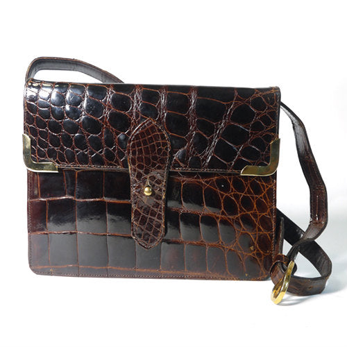 OLD CELINE　高級クロコダイルショルダー（茶）
