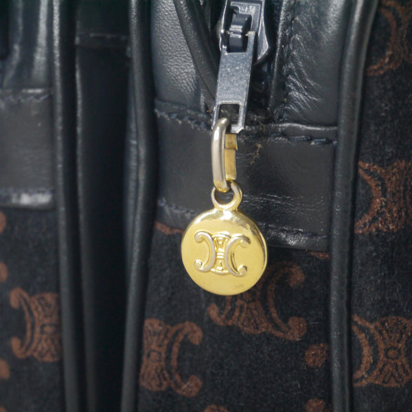 Old Celine マカダム柄スエードショルダー（紺・茶）