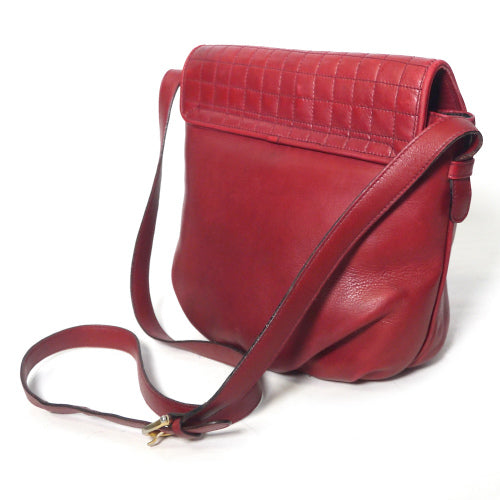 Old Celine　キルティング総革斜めがけショルダー(赤）