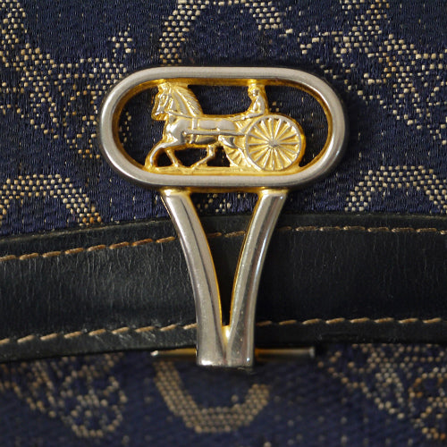 Old Celine 馬車柄長財布（ジャガード・紺）