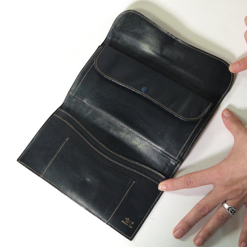 Old Celine 馬車柄長財布（ジャガード・紺）