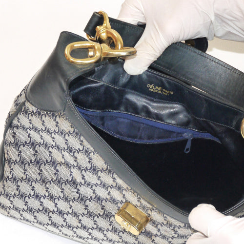 Old Celine　ジャガードVintageショルダー（紺）