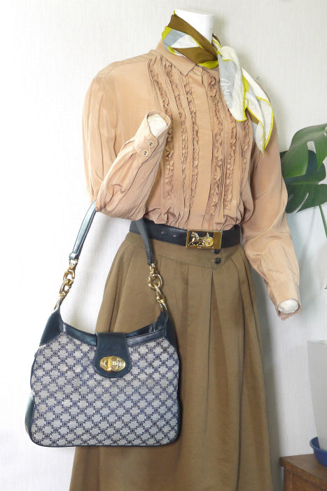 Old Celine　ジャガードVintageショルダー（紺）