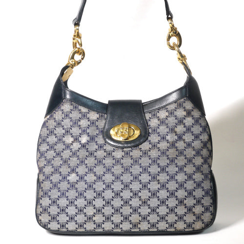 Old Celine　ジャガードVintageショルダー（紺）