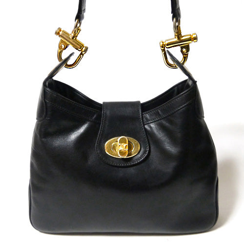 Old Celine　Vintageショルダー（黒　カウ）