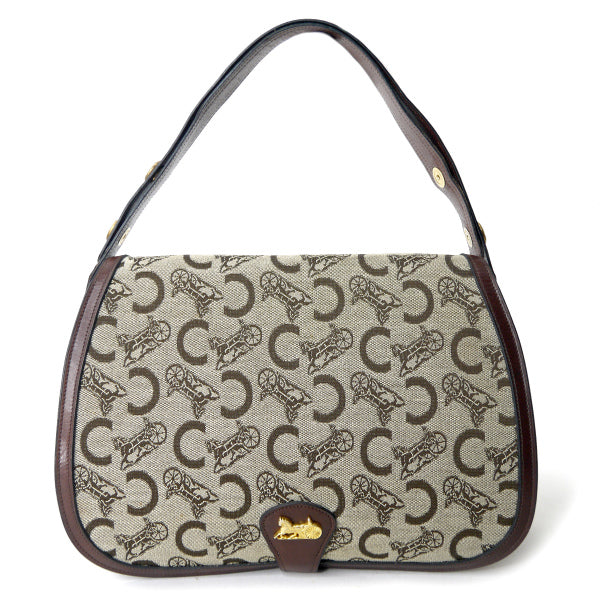 OLD CELINE　馬車柄ジャガード ２WAY半円ショルダー(茶）