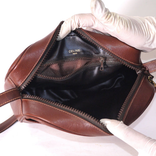 Old Celine　総皮　斜めがけポシェット（茶）