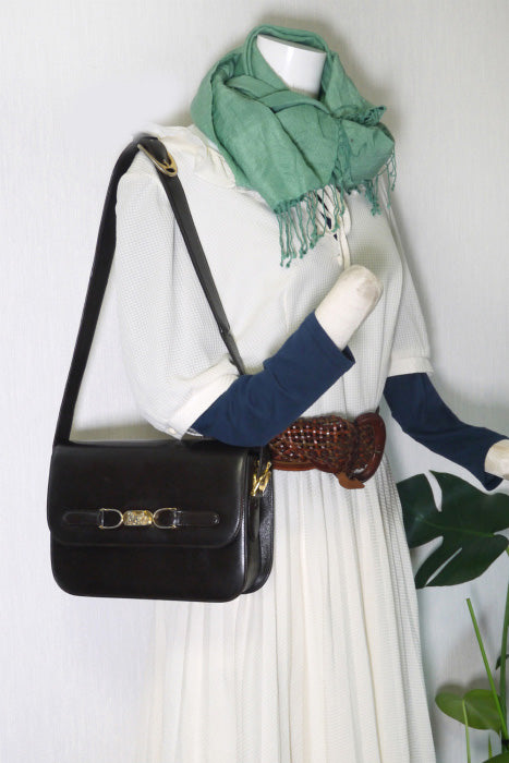 Old Celine 馬車金具ショルダー（茶・総皮）