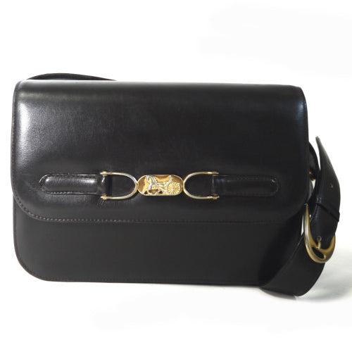 Old Celine 馬車金具ショルダー（茶・総皮）