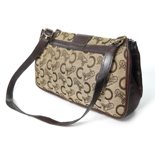 OLD CELINE　馬車柄ジャガード Wショルダーバッグ(茶）