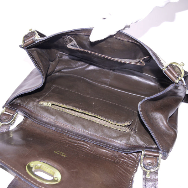 OLD CELINE　馬車柄ジャガード Wショルダーバッグ(茶）