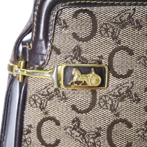 OLD CELINE　馬車柄ジャガード 2WAYショルダーバッグ(茶）