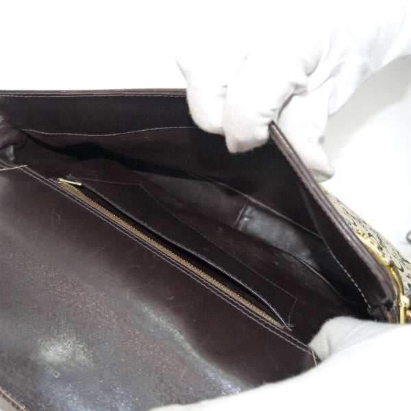 OLD CELINE　馬車柄ジャガード 2WAYショルダーバッグ(茶）