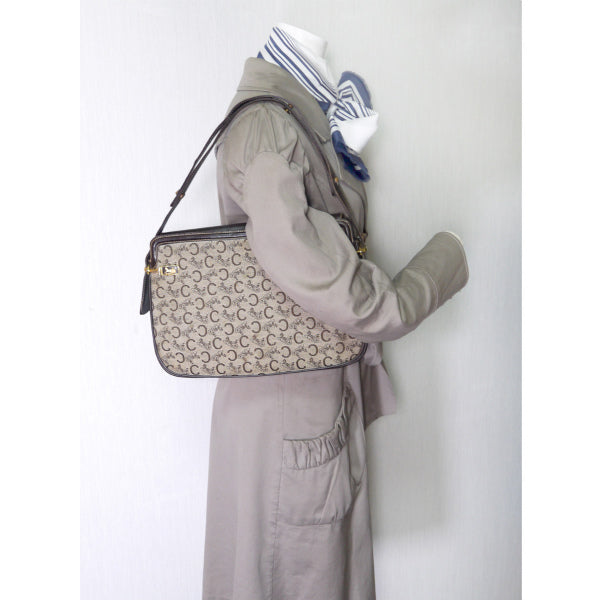 OLD CELINE　馬車柄ジャガード 2WAYショルダーバッグ(茶）