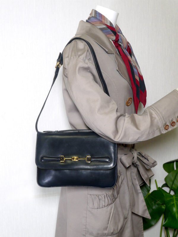 OLD CELINE ブラゾン金具3WAYショルダー（紺）