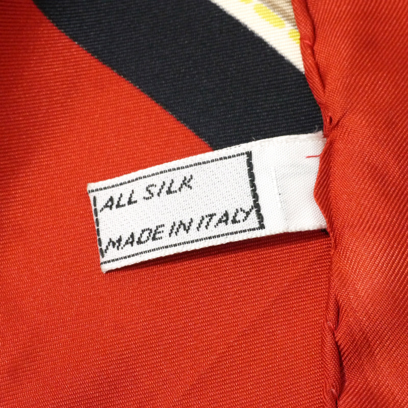 OLD CELINE　ビットチェーン柄シルク大判スカーフ（赤×黒系）