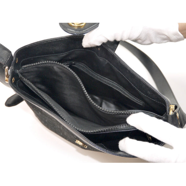 Old Celine　ジャガード馬車柄スクエアショルダー（黒）