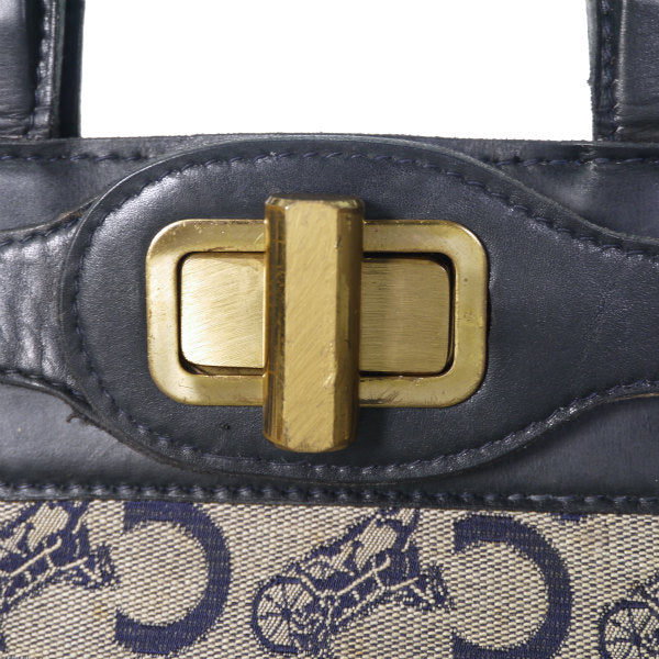 OLD CELINE 馬車柄ジャガード クロア型バッグ（紺）