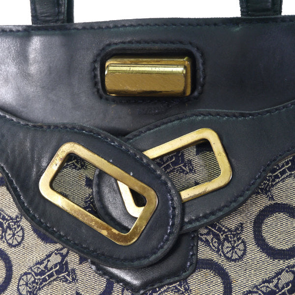 OLD CELINE 馬車柄ジャガード クロア型バッグ（紺）