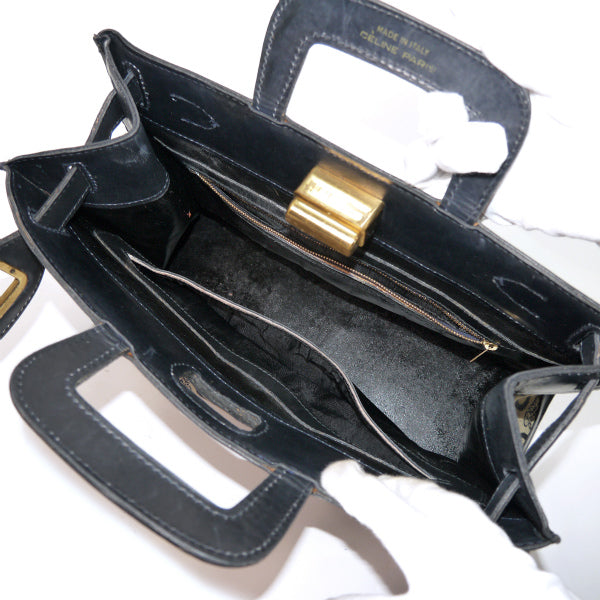 OLD CELINE 馬車柄ジャガード クロア型バッグ（紺）