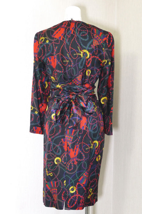 OLD CELINE　ループ柄ドレスワンピース（シルク）