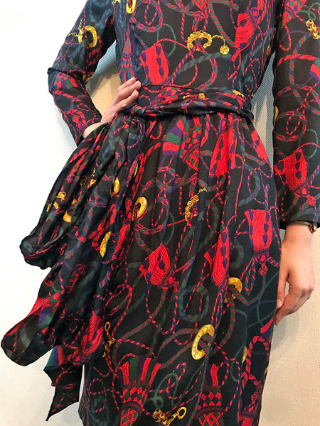 OLD CELINE　ループ柄ドレスワンピース（シルク）