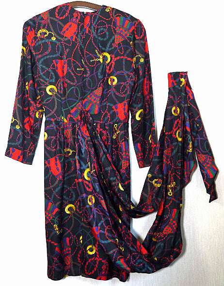 OLD CELINE　ループ柄ドレスワンピース（シルク）