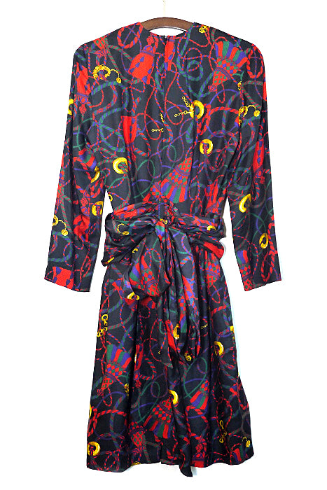 OLD CELINE　ループ柄ドレスワンピース（シルク）