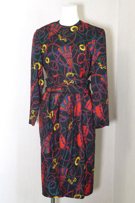 OLD CELINE　ループ柄ドレスワンピース（シルク）