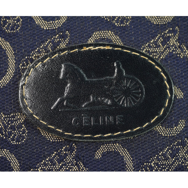 Old Celine 馬車柄ジャガードハンドバッグ（紺）