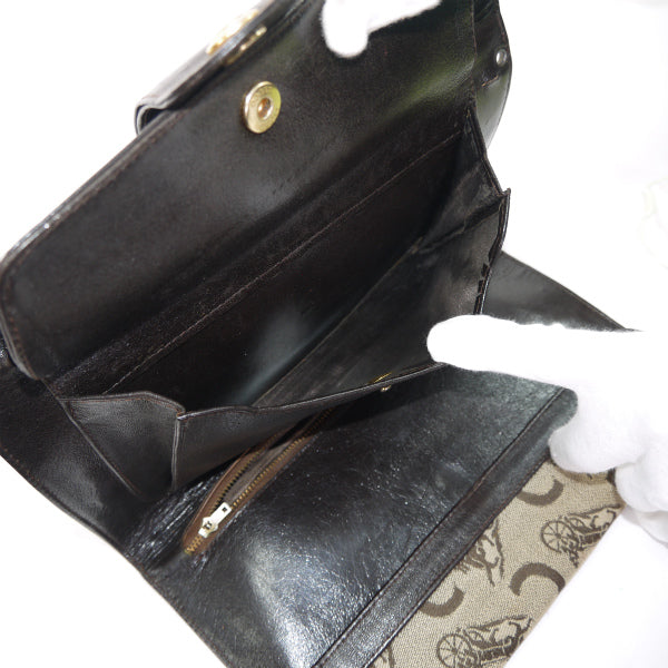 OLD CELINE　馬車柄ジャガード クラッチバッグ(茶）