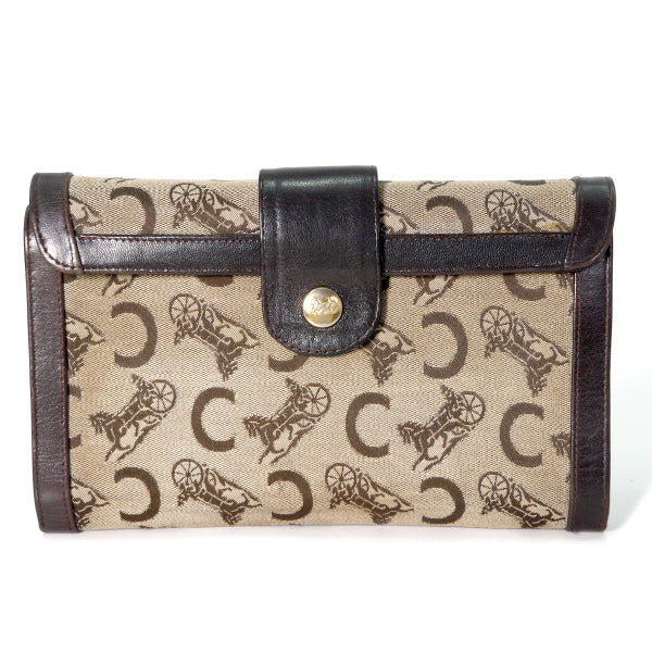 OLD CELINE　馬車柄ジャガード クラッチバッグ(茶）