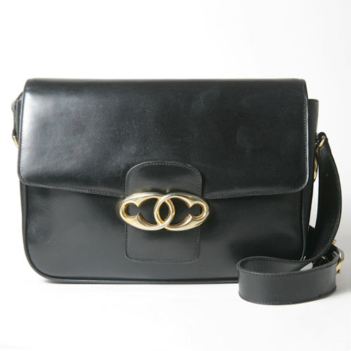 Old Celine 総革金具ショルダー（黒）