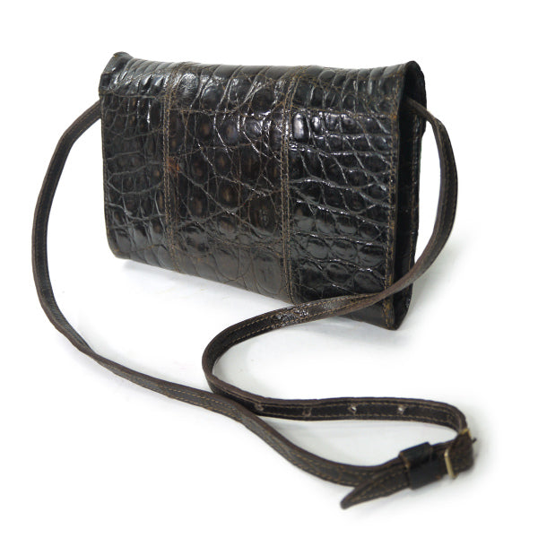 OLD CELINE　お宝!!高級クロコダイル2WAYバッグ（濃茶）