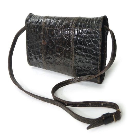 OLD CELINE　お宝!!高級クロコダイル2WAYバッグ（濃茶）