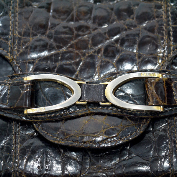 OLD CELINE　お宝!!高級クロコダイル2WAYバッグ（濃茶）