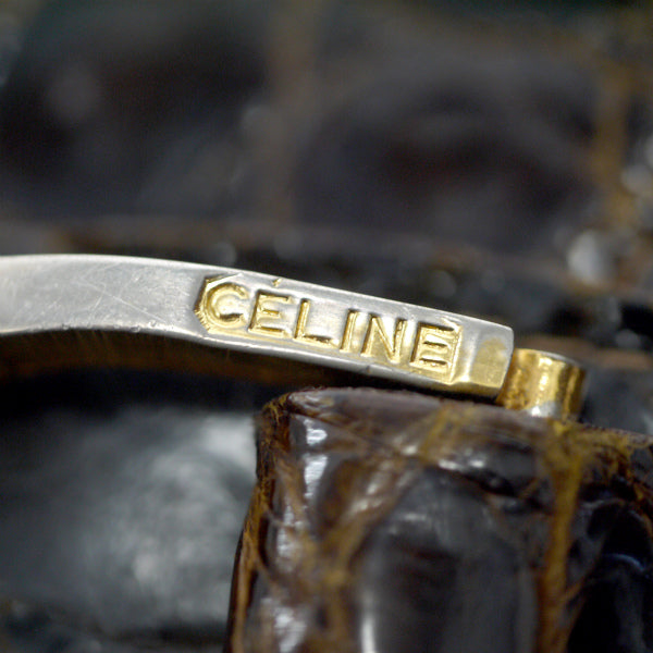 OLD CELINE　お宝!!高級クロコダイル2WAYバッグ（濃茶）