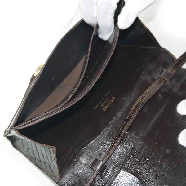 OLD CELINE　お宝!!高級クロコダイル2WAYバッグ（濃茶）