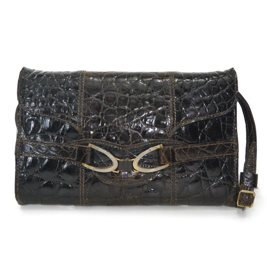 OLD CELINE　お宝!!高級クロコダイル2WAYバッグ（濃茶）