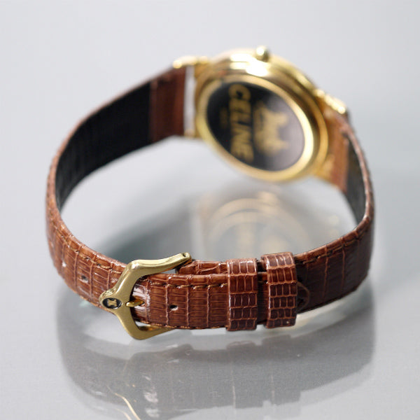 OLD CELINE シェル盤ゴールド腕時計（茶）