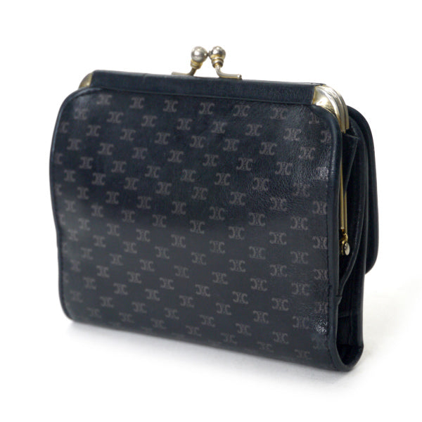 OLD CELINE　レトロ！マカダム柄レザー折財布（黒）