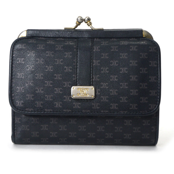 OLD CELINE　レトロ！マカダム柄レザー折財布（黒）