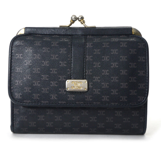 OLD CELINE　レトロ！マカダム柄レザー折財布（黒）